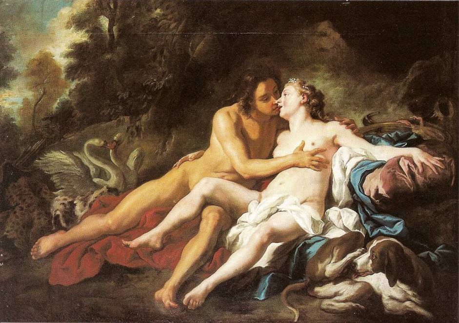 Venus And Adonis by Jean Francois de Troy
